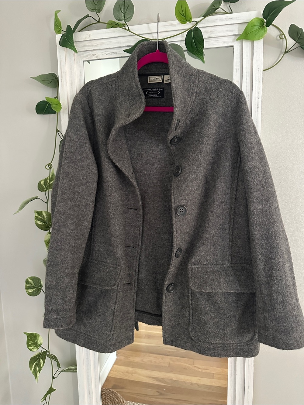 L.L.Bean Vinatge Gray Wool Button-Front Jacket